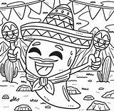 Cinco De Mayo Jalapeno Sombrero Maracas Coloring 20002719 Vector Art At  sketch template