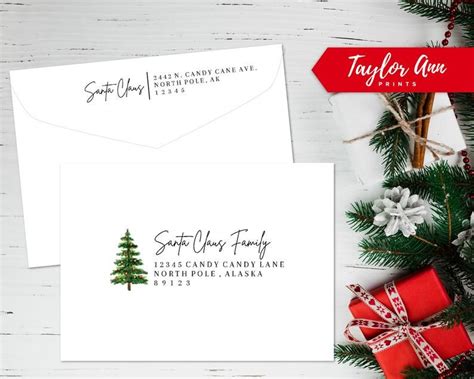 Christmas Envelope Address Template Editable Printable Classic | Etsy | Christmas envelopes ...