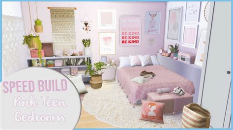 PINK, CLUTTERED TEEN BEDROOM 💗 | The Sims 4 Speed Build - YouTube