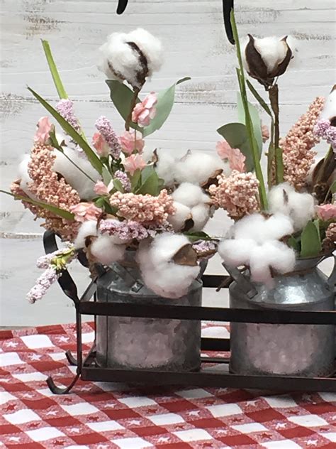 Farmhouse Cotton Floral Centerpiece ,Summer Cotton Centerpiece,Farmhouse Florals, Cotton ...