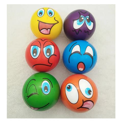 AntiStress ball Relief Cartoon smiley face PU Foam Balls Anti Stress Toys for Chrildren Boys ...