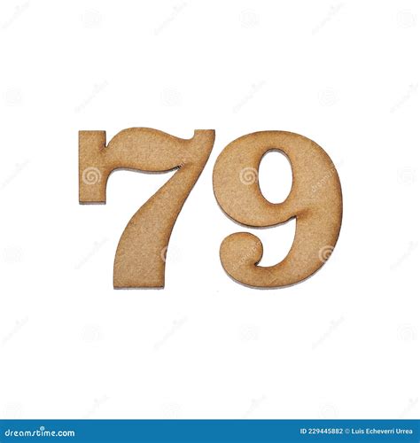 Number 79 in Wood, Isolated on White Background Stock Photo - Image of ...