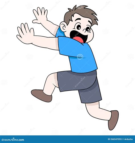 Scared Running Man Composition Cartoon Vector | CartoonDealer.com #237642649