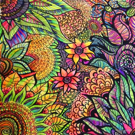 "Colorful Zentangle Flowers" by Candace Byington | Redbubble