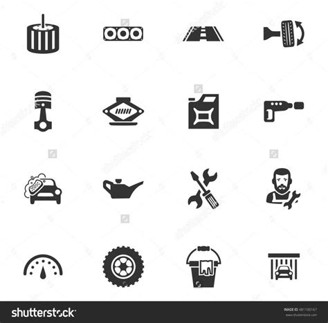 Car Service Maintenance Icons Set And Symbols For Web User Interface Стоковая… | Car mechanic ...