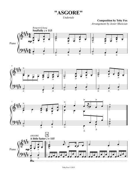 Undertale - 076 "Bergentrückung" / 077 "ASGORE" sheet music for Piano download free in PDF or MIDI