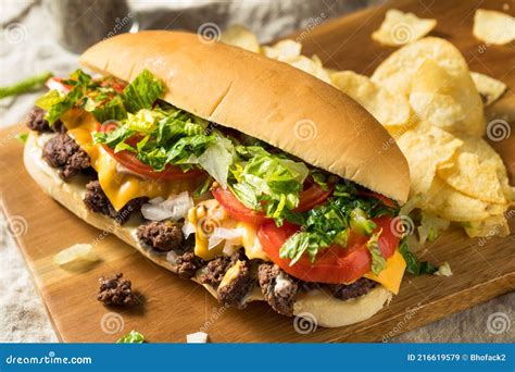 Homemade Chopped Cheese Beef Sandwich Stock Image - Image of savory, delicious: 216619579