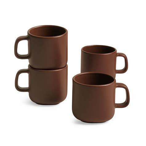 4 Piece Brown Terra Ceramic Coffee Mugs | Speckled Coffee Tea Cups ...