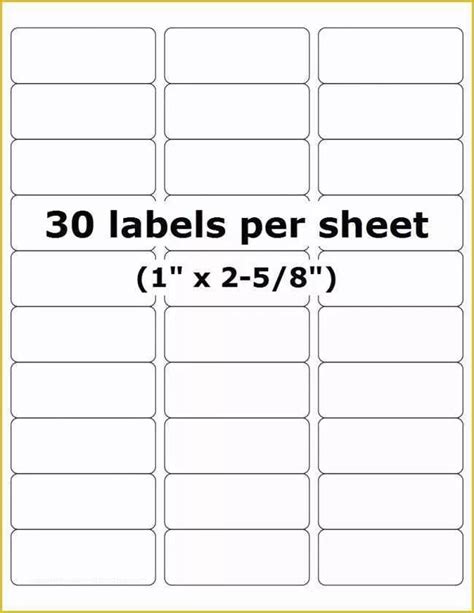 Template For 30 Labels Per Sheet