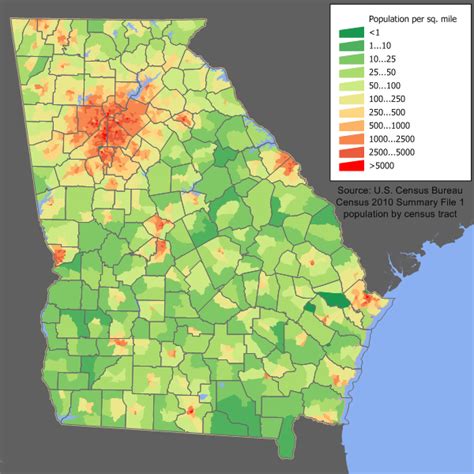 Georgia population density map [600 x 600]. : MapPorn