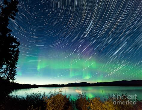 Startrails Northern Lights Display Lake Laberge Photograph by Stephan ...