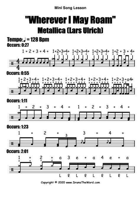 “Wherever I May Roam” (Metallica) MINI-SONG LESSON – Free Video Drum ...