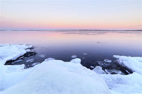 Lake scenery at dusk winter in Finland Photograph by Juhani Viitanen - Fine Art America