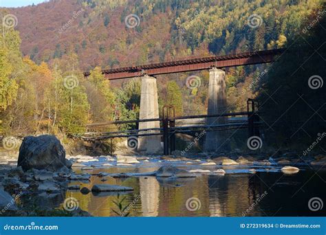 Railway and Road Bridges Across Prut River in Yaremche, Western Ukraine ...