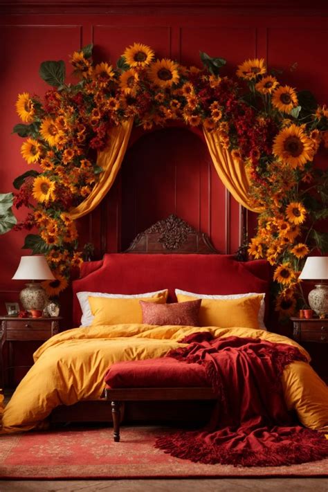 Bright, Bold and Charming Sunflower Wall Decorations | Home Wall Art Decor | Red bedroom design ...