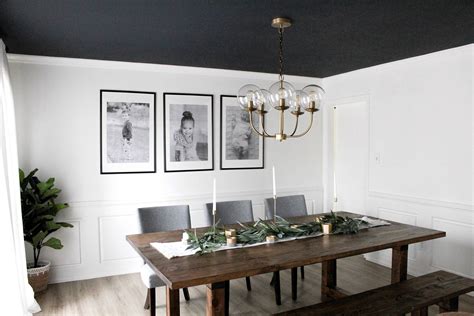 Modern Dining Room with Dark Ceiling - arinsolangeathome