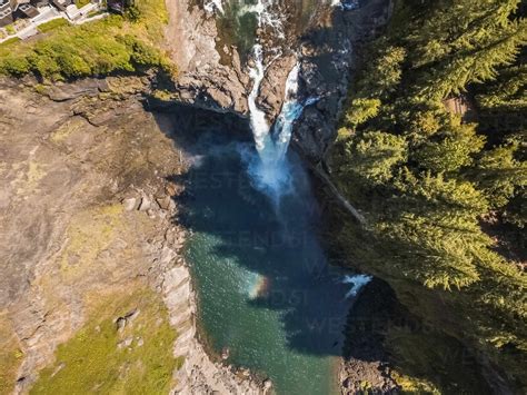 Aerial view of Snoqualmie Falls in Washington, USA. stock photo