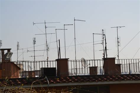 Antenna on a Roof stock image. Image of television, antennae - 53902103