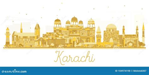 Karachi Pakistan City Skyline Golden Silhouette. Stock Vector - Illustration of destination ...