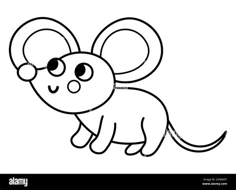 Vector black and white mouse icon. Cute cartoon mousy illustration for kids. Outline farm animal ...