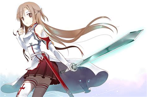 1366x768px | free download | HD wallpaper: armor, art, asuna, brown ...