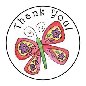 THANK YOU BUTTERFLY FAVOR LABELS ROUND STICKERS 2 SIZES AVAILABLE 1.2 ...