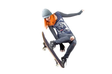Skateboarder Woman Jumping Free Stock Photo - Public Domain Pictures