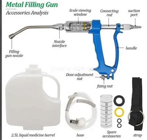 Cattle Sheep Drenching Gun with Tank Automatic Continuous Veterinary Medicine Metal Drencher Gun ...