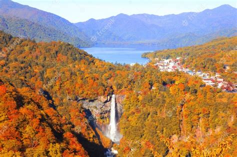 Premium Photo | Kegon falls and chuzenji lake in autumn season , nikko, japan.