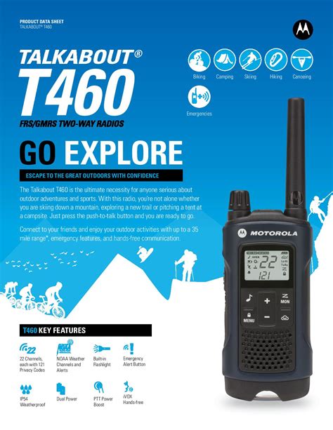 Motorola T460 Talkabout Walkie Talkie Spec Sheet - twowayradiocenter.com