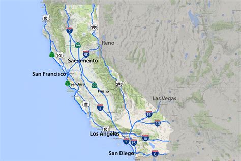 California Road Map - Highways and Major Routes