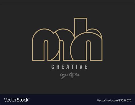 Black and yellow gold alphabet letter mh m h logo Vector Image