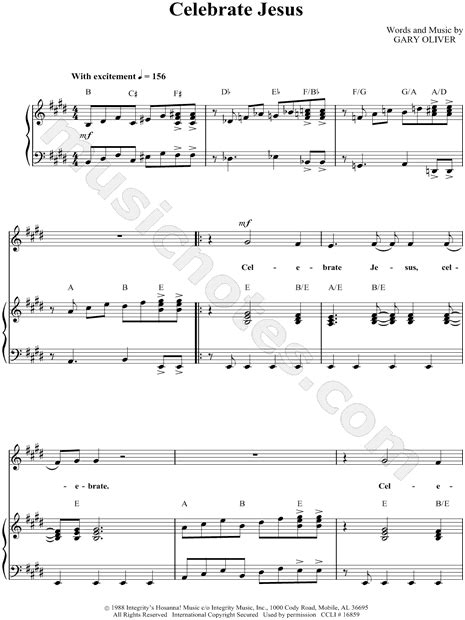 Gary Oliver "Celebrate Jesus" Sheet Music in E Major (transposable) - Download & Print - SKU ...