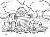 Picnic Coloring Page For Adults  sketch template