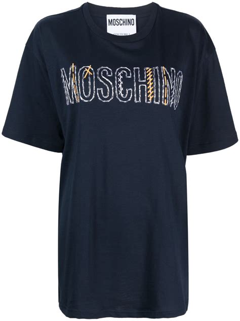 Moschino logo-embroidered Cotton T-shirt - Farfetch