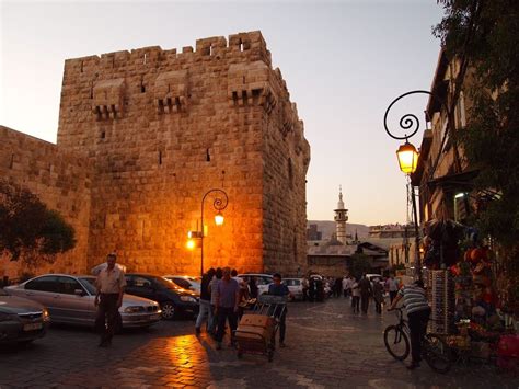 Damascus Citadel at night. The fortress was built by Saladin's brother ...