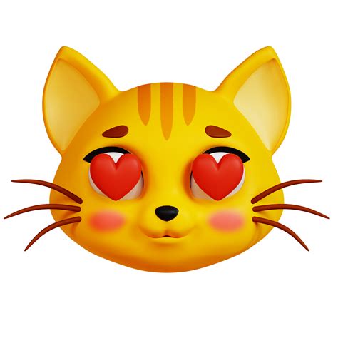 3D Cat with Heart Eyes icon on transparent background 39833561 PNG