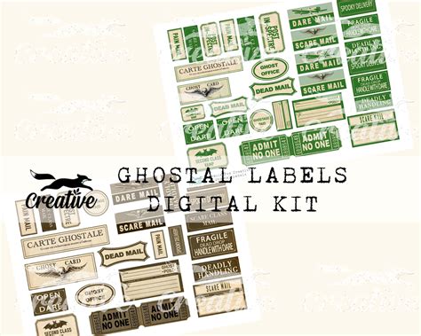 Ghostal Labels: Spooky Halloween Labels Digital Kit DIGI22 36 - Etsy