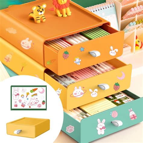 Amazon.com: HIQUAY Kawaii Desktop Drawer Organizer Stackable Desk Storage Box for Office ...