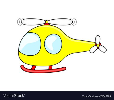 Cute cartoon yellow helicopter Royalty Free Vector Image