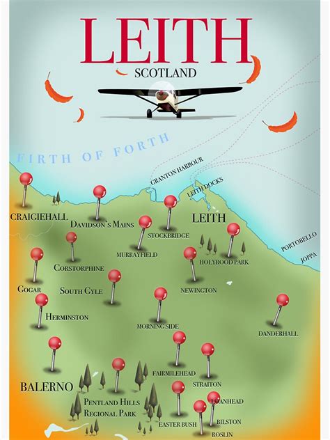 "Leith Scotland map travel poster." Sticker by vectorwebstore | Redbubble