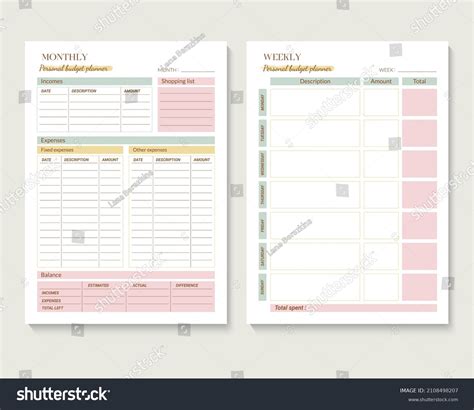 Minimalist Printable Planner Page Templates Monthly Stock Vector ...