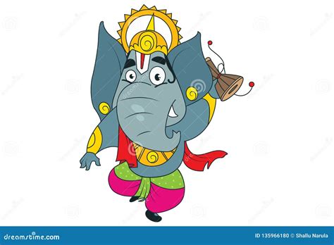 Illustration of Cute Cartoon Ganesha Stock Vector - Illustration of ...