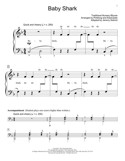 Baby Shark Sheet Music With Lyrics