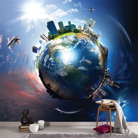 Developing global world, globalization themed, wall mural. Ea4004 ...