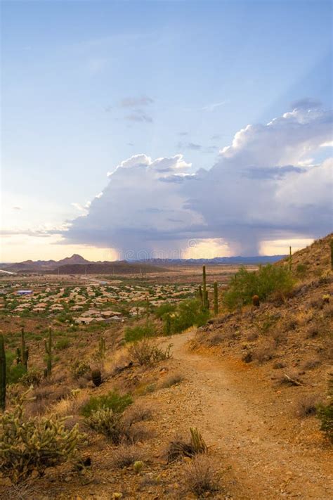 A Monsoon Storm Over Arizona Stock Photo - Image of sunset, rain: 132490274