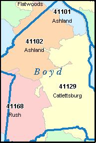 BOYD County, Kentucky Digital ZIP Code Map