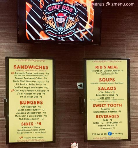 Menu at Chef Hog BBQ, Ivins, Tuacahn Drive