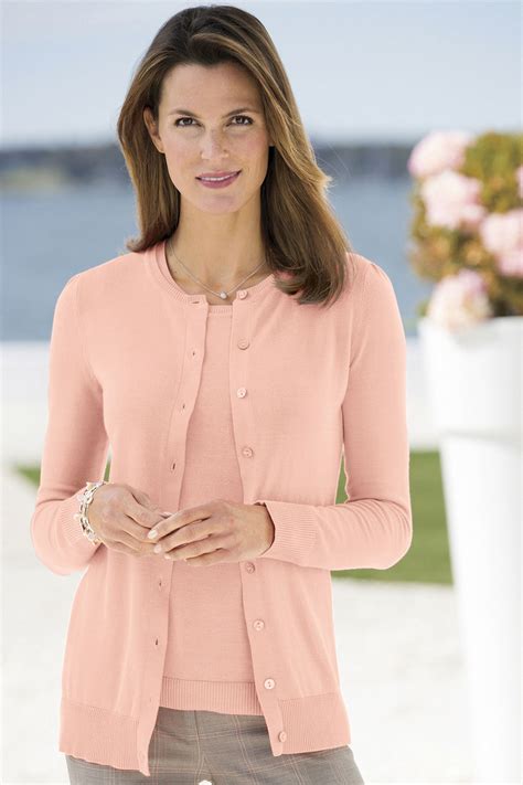 Peach and salmon are neutrals that suit almost any skin tone. | Cardigan sweater sets, Pretty ...