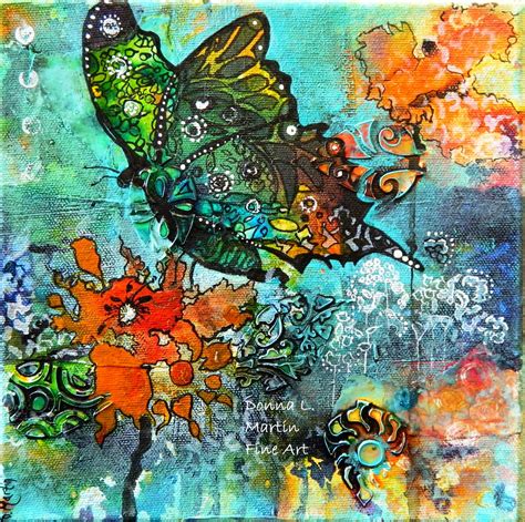 Original Mixed Media Painting, "Butterflies Are Free", by Colorado Artist, Donna L. Martin